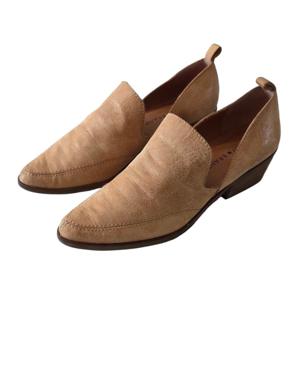 Lucky Brand Mahzan Leather Loafers Women's Size 7M Tan Pointed Toe Slip On - Picture 2 of 8